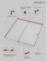 Mampara fija y corredera oro rosa cepillado despiece