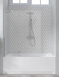 Mampara bañera frontal cromo - 1 hoja fija + 1 hoja abatible Zahara de Becrisa