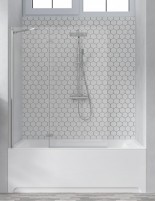 Mampara bañera frontal cromo - 1 hoja fija + 1 hoja abatible Zahara de Becrisa