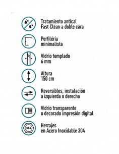 Mampara bañera frontal cromo - 1 hoja fija + 1 hoja abatible Zahara de Becrisa 2