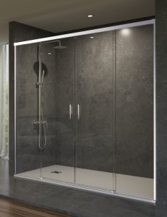 Mampara dos fijas y dos correderas cromo modelo Stylo de SBX Mamparas Imex 2