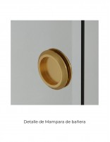 Detalle de Mampara de bañera frontales - oro 2 fijas y 2 puertas correderas Yaiza