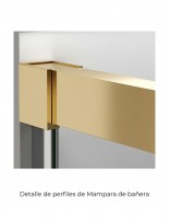 Detalle perfiles Mampara de bañera frontales - oro 2 fijas y 2 puertas correderas Yaiza