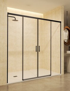 Mampara dos fijas y dos correderas negra modelo Stylo de SBX Mamparas Imex 2