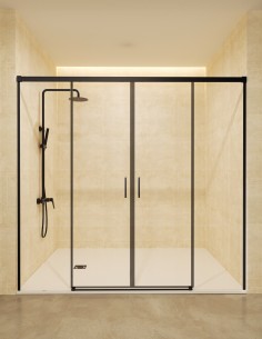 Mampara dos fijas y dos correderas negra modelo Stylo de SBX Mamparas Imex