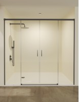 Mampara dos fijas y dos correderas black gun metal modelo Stylo de SBX Mamparas Imex