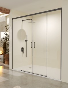 Mampara dos fijas y dos correderas black gun metal modelo Stylo de SBX Mamparas Imex 2