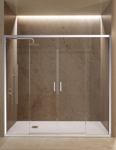 Mampara ducha frontal cromo modelo Easy de SBX Mamparas Imex