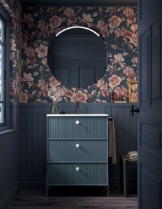 Mueble baño Avila Dos - Blanca 3 cajones, patas y lavabo encastrado