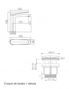 Pack Grifo lavabo Imex - negro DINAMARCA + Válvula click-clack de Imex 2