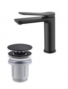 Pack Grifo lavabo Imex - negro DINAMARCA + Válvula click-clack de Imex