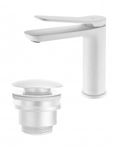 Pack Grifo lavabo Imex - blanco DINAMARCA + Válvula click-clack de Imex