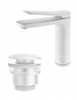 Pack Grifo lavabo Imex - blanco DINAMARCA + Válvula click-clack de Imex