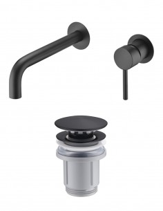 Pack Grifo de lavabo empotrado - negro ETNA + Válvula Click-Clack de Imex