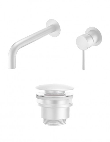 Pack Grifo de lavabo empotrado - blanco ETNA + Válvula Click-Clack de Imex