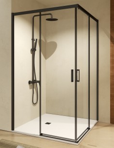 Mampara ducha angular negra modelo Easy de SBX Mamparas Imex