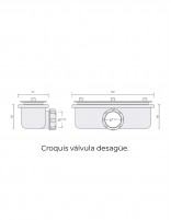 Plato de ducha de resina y carga mineral textura pizarra válvula