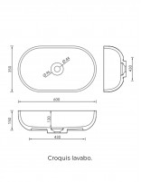 Lavabo ovalado de sobreponer croquis