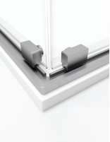 Mampara angular cromo detalle