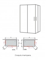 Mampara angular dorada croquis