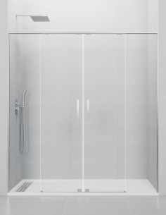 Mampara cromo frontal modelo 2 fijos y 2 puertas correderas TWENTY de GME