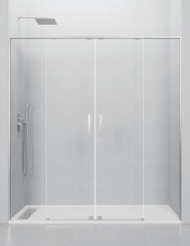 Mampara cromo frontal modelo 2 fijos y 2 puertas correderas TWENTY de GME