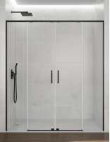 Mampara negra frontal modelo 2 fijos y 2 puertas correderas TWENTY de GME