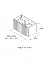 Conjunto Biba Salgar 1 cajón + 1 cajón interior con lavabo croquis