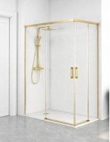 Mampara para plato ducha rectangular - 2 fijas y 2 correderas Yaiza oro cepillado
