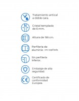 Datos de Mampara para plato ducha rectangular - 2 fijas y 2 correderas Yaiza oro cepillado