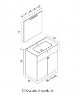 Mueble de baño Royo Win 2 puertas + 1 cajón croquis