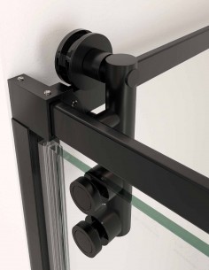 Mampara negra 1 hoja pivotante - ESPACIO de Bathplus 2