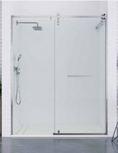 Mampara cromo 1 hoja pivotante + 1 hoja fija - TIERRA de Bathplus