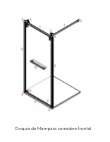 Croquis de Mampara cromo 1 hoja pivotante - ESPACIO de Bathplus