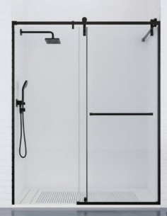 Mampara negra 1 hoja pivotante + 1 hoja fija - STAR de Bathplus