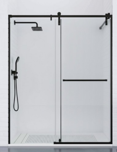 Mampara negra 1 hoja pivotante + 1 hoja fija - STAR de Bathplus