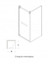 Mampara cromo 1 hoja pivotante + lateral fijo croquis
