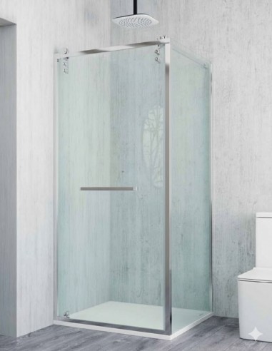 Mampara cromo 1 hoja pivotante + lateral fijo - TIERRA de Bathplus