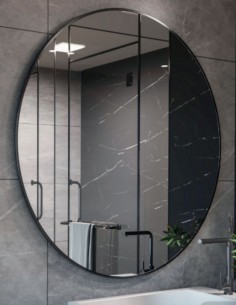 Espejo redondo con led negro - dorado HADES NOL de BathDecor