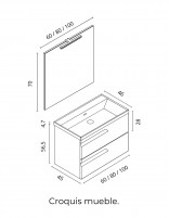 Mueble baño Vitale + lavabo Cairo  croquis