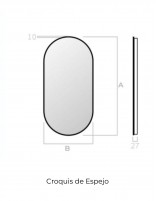 Croquis de Espejo ovalado con led negro - oro FREDDIE NOL de BathDecor