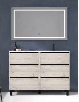 Mueble lavabo seno desplazado 6 cajones decapé