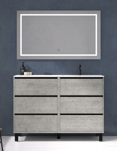 Mueble lavabo seno desplazado 6 cajones cemento