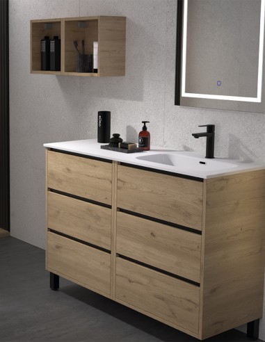 Mueble lavabo seno desplazado 6 cajones - 120 cm VERSO