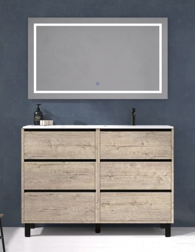 Mueble lavabo seno desplazado 6 cajones nature