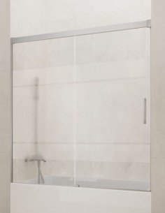 Mampara bañera GME Basic Cromo modelo 1 fijo y 1 corredera sin perfil inferior 2