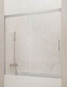 Mampara bañera GME Basic Cromo modelo 1 fijo y 1 corredera sin perfil inferior