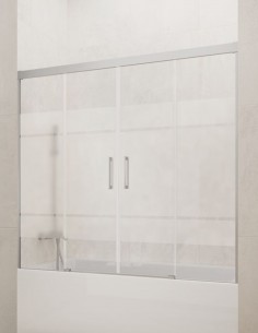 Mampara bañera Basic GME Cromo modelo 2 fijos y 2 correderas sin perfil inferior 2