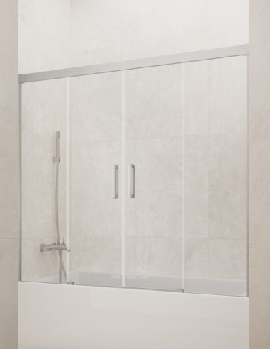 Mampara bañera Basic GME Cromo modelo 2 fijos y 2 correderas sin perfil inferior
