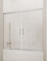 Mampara bañera Basic GME Cromo modelo 2 fijos y 2 correderas sin perfil inferior